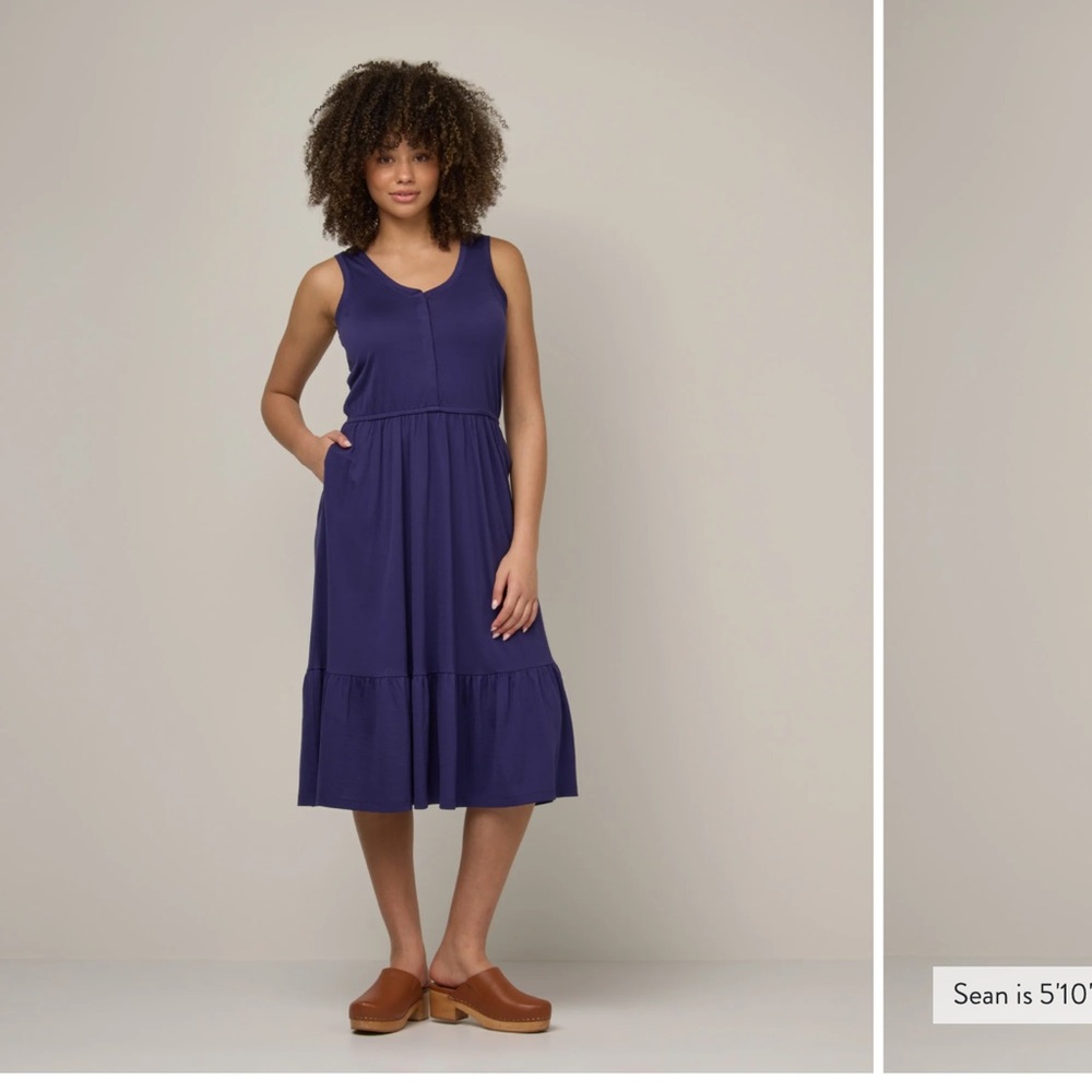 Wool& Grace tiered dress iris blue size S
